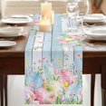 thumbnail image 3 of Easter Eggs Table Runner, Spring Daisy Eucalyptus Leaves Light Blue Wood Cotton Linen Table Runners 120 Inches Long, Dresser Scarf Runner for Dining/Living Room/Kitchen/Square Tables 13''x120'', 3 of 9