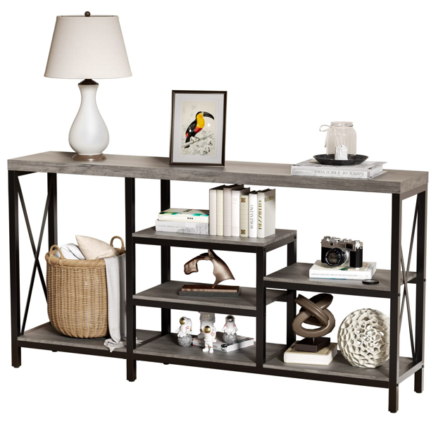 Relefree 55inch Entryway Console Table, Modern Wood Sofa Table TV Stand