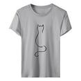 thumbnail image 5 of Aligament Womens Graphic T Shirts Cat Print Shirt Round Neck Fashion Lightweight Soft Casual Womens Summer Tops Grey, 5 of 5