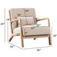 thumbnail image 2 of Bonzy Home Mid Century Modern Accent Chair with Wood Frame, Upholstered Living Room Chairs with Thick Cushion, Reading Armchair for Bedroom (Beige), 2 of 6