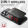 thumbnail image 5 of Dteck 2 in 1 Detachable Magnetic Wallet Compatible with iPhone 16 Pro Max Case with Card Holder Faux Leather Men Women Kickstand Compatible with MagSafe Accessories, Black, 5 of 9