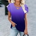 thumbnail image 2 of Kaemgyyd Womens Summer Tops Gradient Short Sleeve T Shirts Cute Cutout Trendy Dressy Casual V Neck Loose Fit Blouse, 2 of 6