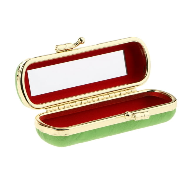 Yingyy PU Leather Lipstick Lip Gloss Case Storage Light with high grade Pink Makeup Box Portable Holder
