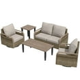 thumbnail image 6 of EAGLE PEAK 5 Piece Wicker Outdoor Patio Furniture Set, Patio Set with 2 Swivel Rocking Chairs, 2 Seat Loveseat Sofa, Coffee Table, and Side Table, Brown/Gray, 6 of 10