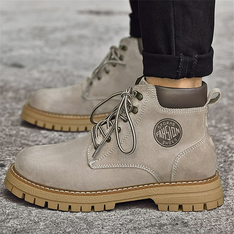 LASUDRAA Men's Martin Boots, High-top Work Shoes, British Style