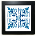 thumbnail image 1 of Blue Morocco Decorative Flower Ilustration Black Square Frame Picture Wall Tabletop, 1 of 3