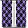 thumbnail image 2 of Plaid Curtains, Halloween Purple Black Buffalo Checked Pattern Window Treatments, Rod Pocket Thermal Insulated Drapes 2 Panel Sets for Bedroom Living Room, 42" W X 54" L, 2 of 8