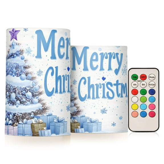 ALAZA Christmas Tree Snowflake 2 PCs LED Flickering Flameless Candles with Remote Timer Battery Operated Candle