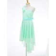 thumbnail image 4 of Hansber One Shoulder Flowers Girls Dress High Low Chiffon Wedding Bridesmaid Pageant Prom Ball Gown Mint Green 12, 4 of 7