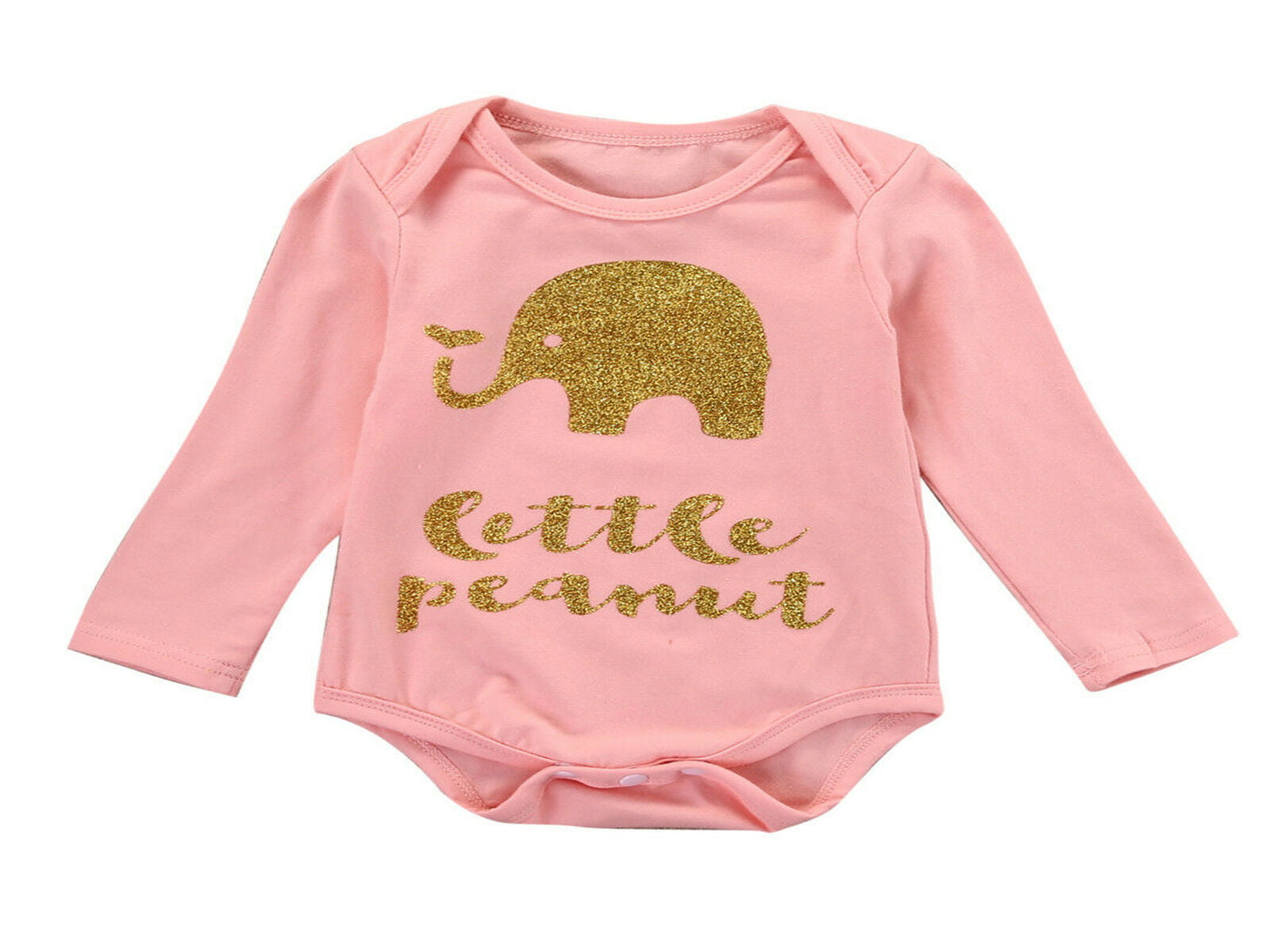 Elephant Infant Baby Girls Cotton Long Sleeve Clothes Bodysuit Romper Outfit US 