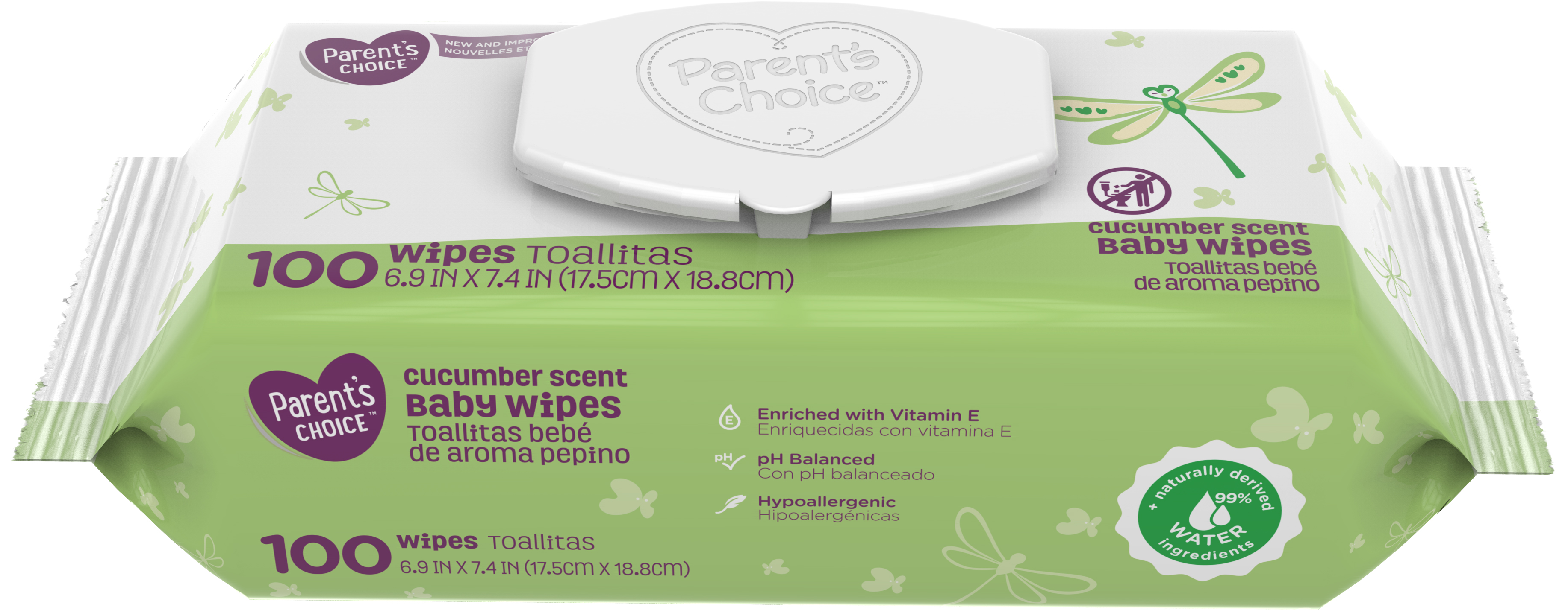 Parent's Choice Cucumber Scent Baby Wipes 12 packs of 100 (1200 ct