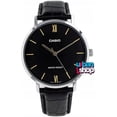thumbnail image 2 of Reloj pulsera Casio MTP-VT01 con correa de cuero color negro - bisel plateado, 2 of 8