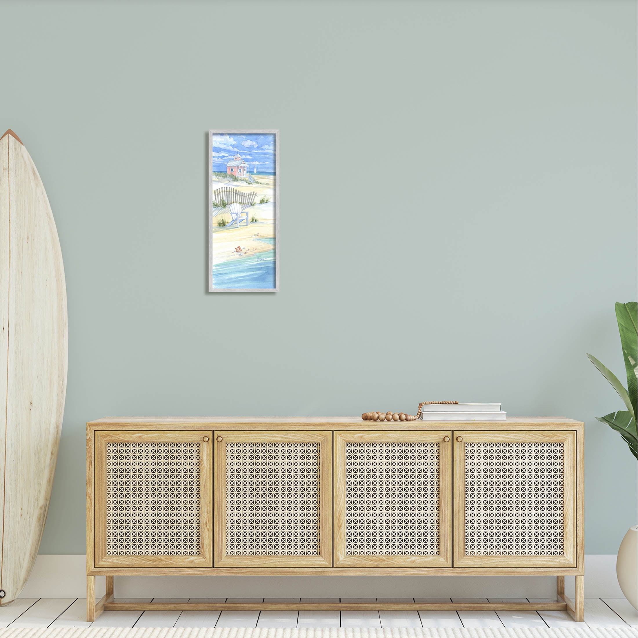 Stupell Industries Beachside Vacation Home Shoreline Painting Gray Framed Art Print Wall Art, Design by Paul Brent