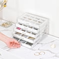 thumbnail image 4 of ProCase Earring Holder Organizer Box Valentine's Day Gifts, Clear Acrylic Jewelry Box for Women, Stackable Large Jewelry Storage Case with Adjustable Velvet Trays on Dresser Vanity -Warmwhite,5 Layers, 4 of 8