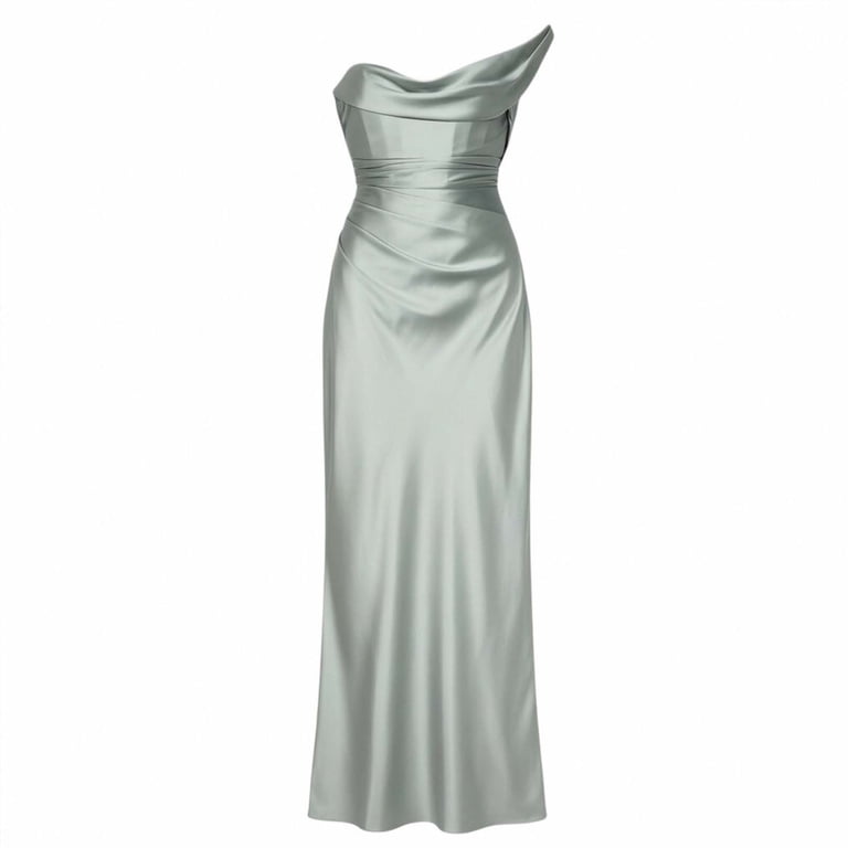cowl neck ruched bodycon midi dress in green Women's Shiny Satin formal Dress, Asymmetric One Shoulder Side High Waist Solid for Wedding Guest Prom Club Dinner Outfit M(M) Medieval Wedding Dresses - 67990e1e6c9a8e41d1c758a7