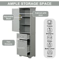 thumbnail image 3 of Gzxs Modern Freestanding Storage Cabinet with 1 Door, Adjustable Shelves, 2 Drawers, Acrylic Handles & Anti-tipping Device, 20"L x 13"W x 68.1"H, Gray, 3 of 9