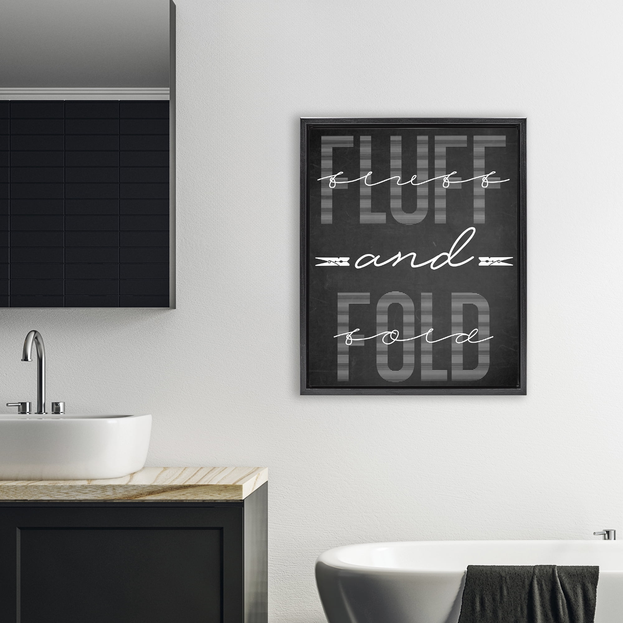 Fluff & Fold Black Minimal Black Framed Floater Canvas Wall Art, design by Marcus Prime