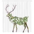 thumbnail image 2 of Ambesonne Antlers Shower Curtain, Garden Deer Celebration, 69"Wx84"L, Green Brown White, 2 of 4