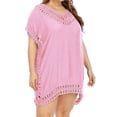 thumbnail image 2 of Bathing Suit Cover Ups for Women Hollow out Crochet Cover up Beach Coverup Swim Suit Coverup Pink Alsol Lamesa, 2 of 5