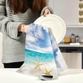 thumbnail image 3 of Starfish Shells Seaside Tea Towels Set of 1 Summer Holidays Kitchen Dish Cloth with Hanging Loop, 18"x28"Lint-Free Absorbent Towel for Kitchen Drying Wiping and Cleaning, 3 of 7