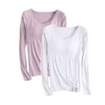 thumbnail image 1 of Pijama de manga larga para mujer, ropa de casa de color con almohadillas para el pecho, camiseta de manga larga, cómoda base para uso externo, pijama de modal de cuello redondo para mujer., 1 of 2