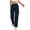 Navy, variant on Bloomae Cargo Pants for Women Lightweight Casual Strech High Waist Baggy Lounge Trousers Loose Wide Leg Athletic Hiking Pants for Travel with Multi-Pockets Light Blue M
