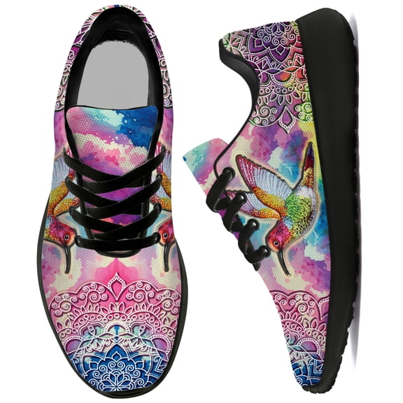 Uminder Womens Tennis Shoes Hummingbird Sneakers Black Shoes Size 9.5