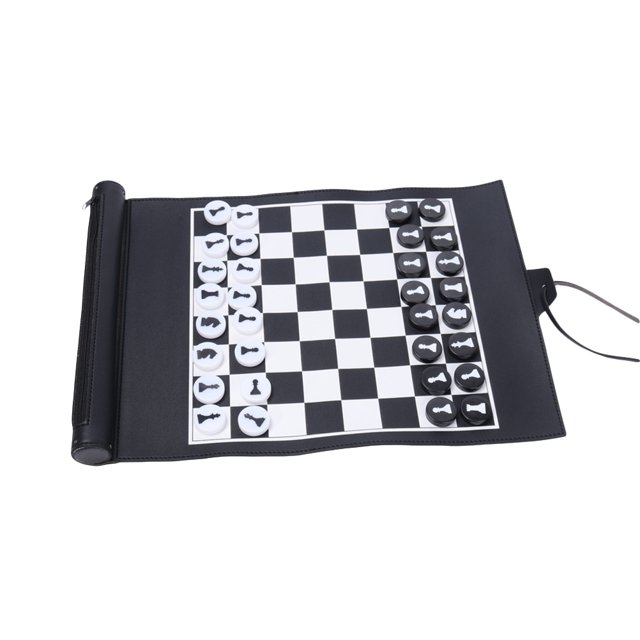 Juego de ajedrez Juegos de mesa de viaje portátiles Juego de ajedrez enrollable de cuero PU para niños y adultos YUNYI BRAND Deportes