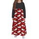 thumbnail image 3 of Vestido de manga larga con cuello redondo para niña, estampado navideño, manga larga, cuello redondo, bolsillos, falda larga informal para adultos, vestido de poliéster para niña., 3 of 5
