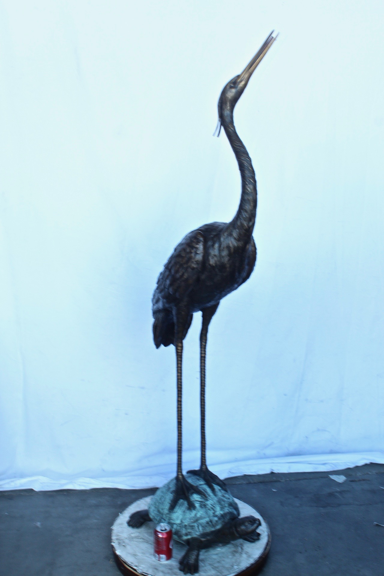 Nifao Blue Heron Looking Up on Turtle Outdoor Fountain Statue, Bronze Garden Water Feature Sculpture for Patio & Yard – Garden Outdoor Decor Sculpture, 21"L x 16"W x 71"H