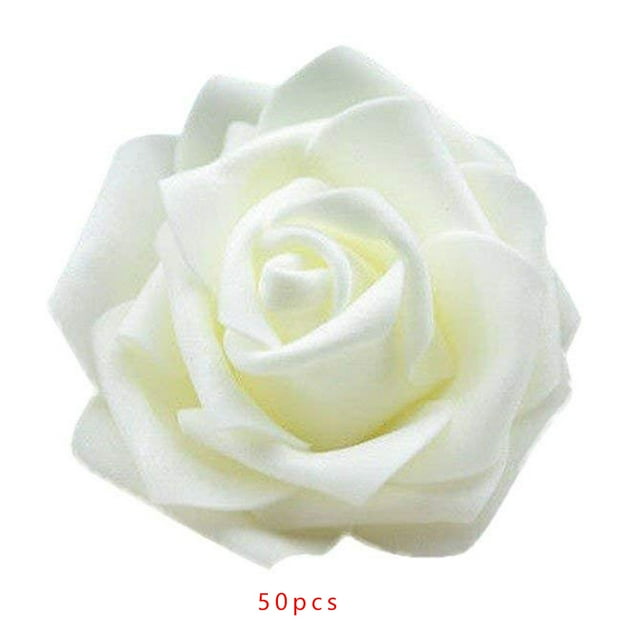 50pcs Artificial Bionic Flowers PE Foam Fake Lifelike Roses Wedding Egagement Decorations