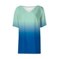 thumbnail image 5 of ZQGJB Ombre Tops for Women Trendy Summer Short Sleeve V Neck Tie Dye Graphic Tunic T-Shirts Loose Oversied Dressy Casual Pullover Blouse Blue L, 5 of 7