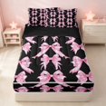 thumbnail image 2 of Erosebridal Girls Bowknot Zipper Queen Comforter Set with Fitted Sheet and 2 Pillowcases, Cute Pink Black Zipper Bedding Set, Black Reversible, 2 of 7
