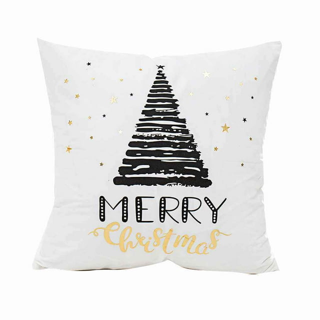 facefd Christmas Snowflake Letter Tree Pattern Soft Home Car Office Square Pillowcase Cover Case Pillowslip 45x45cm