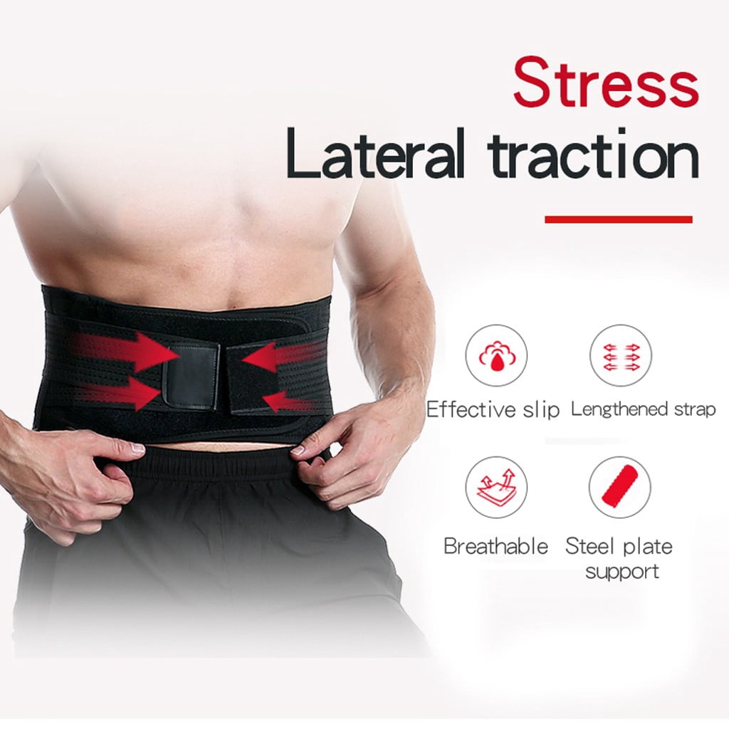 TOUMENY Waist Support Belt with Spine Support, XL Breathable Back Support Belt for Posture Correction, 8 Pressure Strip Steel Spine Back Brace for Lower Back Pain Relief, Mesh Waist Cincher for Men