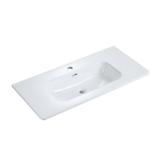 CITTANEO 36 inch Ceramic Integrated glossy white basin, Vessel Bathroom Vanity Sink Without Drain and Faucet