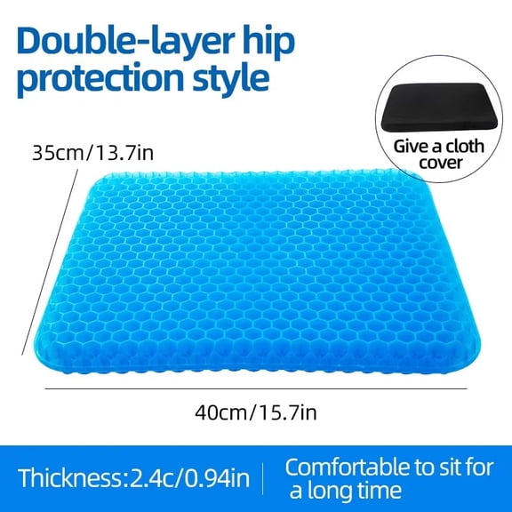 Gel Seat Cushion Honeycomb Breathable Cooling for Pressure Relief and Tailbone Back Pain Relief, 1-Count