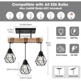 thumbnail image 3 of 3 - Light Kitchen Island Lighting  Pendant Light Fixtures over Table Wood Hanging Lamp with Metal Shades for Dining Table Living Room Hallway, 3 of 7