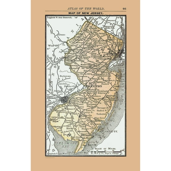 Historic State Map - New Jersey - Alden 1886 - Vintage Wall Art