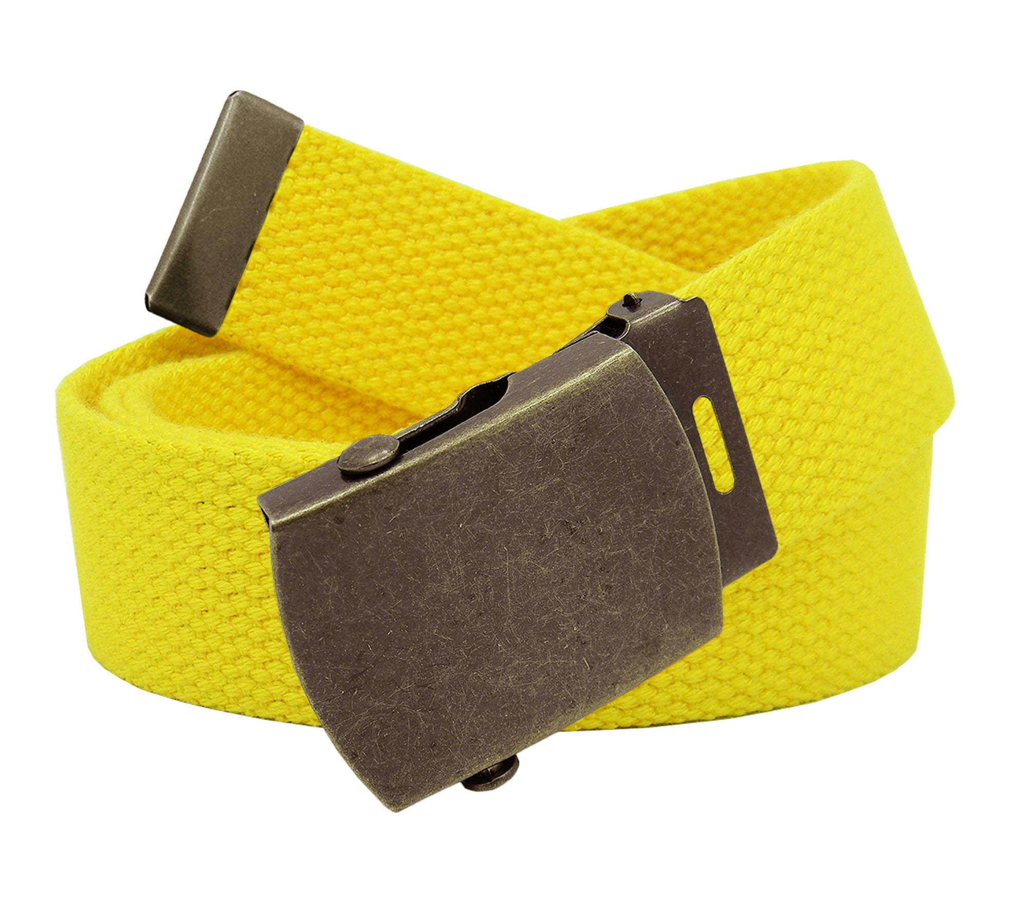 Men's Classic Antique Gold Military Slider Belt Buckle with Canvas 