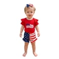 thumbnail image 3 of Jamsmile Newborn Boys Outfit Sets Summer Independence Day Romper With Star Shorts And Headband Holiday 3pcs Summer Boys Suits, 3 of 9