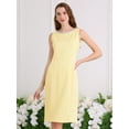 thumbnail image 2 of DARING DIVA Boat Neck Sheath Sleeveless Rhinestone Dress S Light Yellow, 2 of 6
