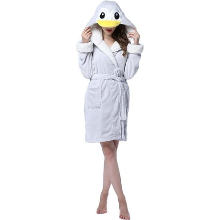 

Women’ s Robe Animal Plush Fleece Hooded Bathrobe for Women Fluffy Soft Sleepwear