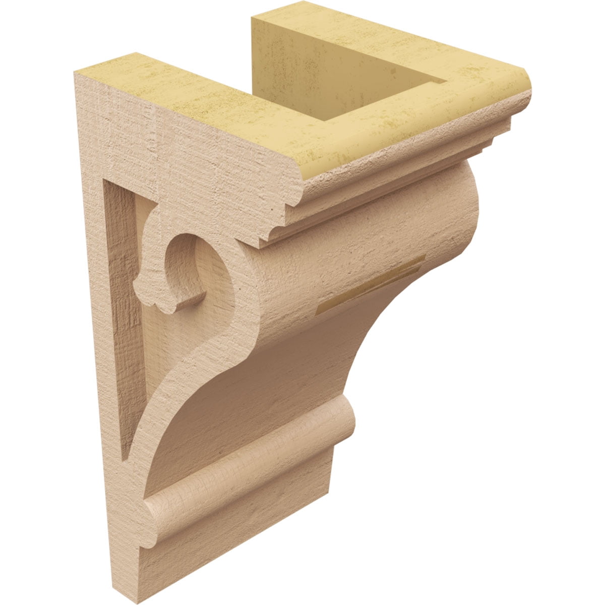 4"W x 4"D x 8"H Wide Mayflower Rough Cedar Woodgrain TimberThane Corbel, Primed Tan