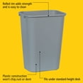 thumbnail image 3 of Rubbermaid Commercial 295700GY Soft Molded Plastic Wastebasket, Rectangular, 10 1/4 gal, Gray, 3 of 6