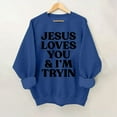 thumbnail image 4 of Women's Sweatshirts 2025 Jesus Loves You Sweatshirts Christian Sweatshirt Casual Pullover Top Sweatshirt for Women, 4 of 5