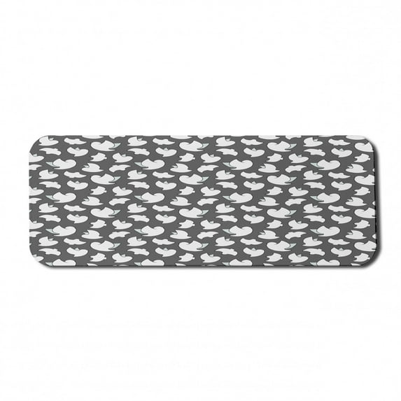 Minimalist Computer Mouse Pad, Spring Birds Doves Flying in Childish Pattern Wings Kids Graphic, Rectangle Non-Slip Rubber Mousepad Large, 31" x 12" Gaming Size, Charcoal Grey White, by Ambesonne