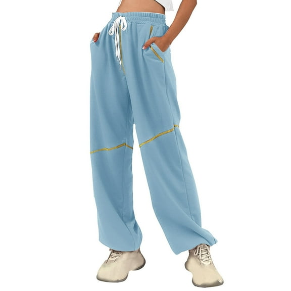 ATENAR Womens Pants,Sweat Pants,Women Joggers,Comfort Fit,Breathable,Solid,Polyester,Cotton,Sky Blue,S(US:4)