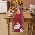 thumbnail image 2 of Red Cute Bunnies Table Runner 90 Inches, Farmhouse Rustic Floral Botanical Bed Runner Dresser Scarves Tabletop for Indoor Outdoor Parties/Ceremony/Banquet, 13" x 90", 2 of 9