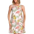 thumbnail image 1 of Easygdp Tropical Flamingo Pineapple para Vestido Transpirable de Mujer, Vestido Suelto de Manga Corta con Pliegues y Bolsillos para el Verano, 1 of 7